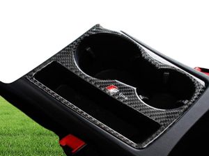Carbon Fiber Car Inner Control Gear Shift Panel Water Cup Holder Cover Trim strip Car Styling sticker For A4 B8 A5 Auto Accessories6511292