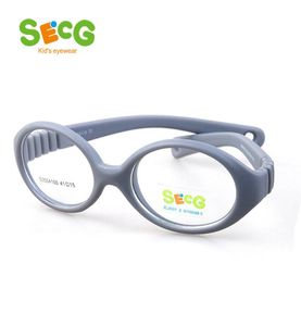 SECG Miopia Occhiali ottici rotondi per bambini Montatura solida TR90 Diottrie in gomma Occhiali trasparenti per bambini Occhiali morbidi flessibili 2103235120641