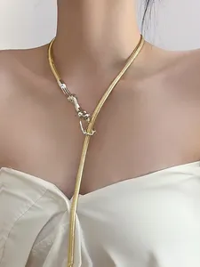 Ожерелья с подвесками Нишевое дизайнерское золотое длинное ожерелье Легкое роскошное многоцелевое поясное ожерелье с высоким смыслом Женский модный аксессуар