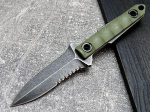 Promotion A1230 High Quality Survival Straight Knife D2 Black Stone Wash Double Edge Blade Full Tang G10 Handle Outdoor Camping Tactical Fixed Blade Knives