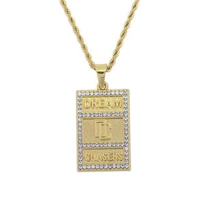 Mode Hip Hop Kleine Größe Edelstahl Kette Modeschmuck Träumer DC Buchstaben Anhänger Hip Hop Halsketten225B