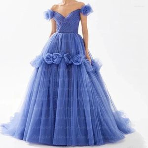 Party Dresses 2024 Gorgeous Tulle Evening Off The Shoulder 3D Rose Formal Occassio Prom Gowns Wedding Reception Robe Vestido De