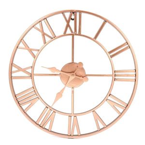 Часы 40 см металлический розовый золото медь римские романы Openwork Silent Wall Clock Home Decor Living Room Простой дизайн