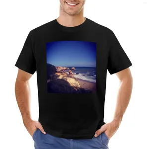 Men's Tank Tops Blues Skies Over Rocks At The Ocean Landscape T-Shirt Custom T Shirts Design Your Own Short Mens Graphic T-shirts Anime