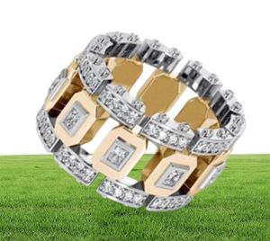 Fashion personality color separation Band Rings with diamonds hollow design mens jewelry party gift76386523619129