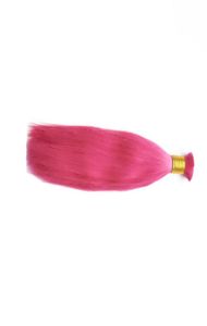 編組用の人間の髪は、アタッチメントバンドルなし100gストレートピンクの人間の編み髪の髪の毛1775499