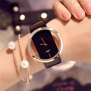 Wristwatches Top Leather Quartz Watch Lady Wristwatch Women Luxury Antique Stylish Round Dress Clock Relogio Feminino Montre Femme