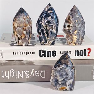 Natural Crystal Sphalerite Stone Quartz Point Plating Gemstone Tower Mineral Specimen Healing