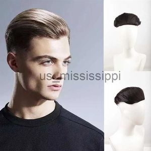 かつらの合成ウィッグページアップシンセティックメンズウィッグショートヘアトップトッパーヘアピンforeheads男性の髪の交換用ナチュラルマンヘアピース
