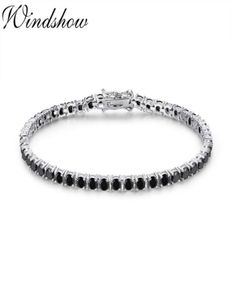 3mm 925 Sterling Silver Cluster Round Black CZ Ziron Tennis Armelets Pulseras Pulseira Armelete Women Jewel Girl Friend Gift C3600503