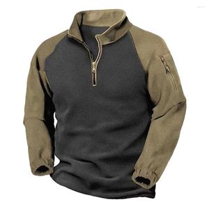 Herren-Kapuzenpullover, Outdoor, Tasche, halbe Zugkette, Halsausschnitt, taktisches T-Shirt, schmale Passform, armeegrünes T-Shirt für alle Jahreszeiten, lässig und bequem