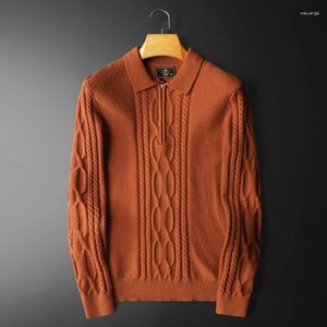 Maglioni da uomo Maglione lavorato a maglia jacquard con risvolto tinta unita semplice per uomo Maglione pullover con cernieraPull Homme Marchio invernale