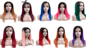 131 t parte peruca de renda rosa peruca vermelha perucas de cabelo humano em linha reta peruca azul cabelo brasileiro cabelo humano perucas dianteiras do laço 3712358