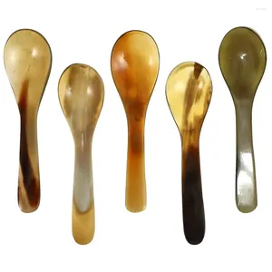 Spoons 5 Pcs Natural Horn Coffee Scoop Ice Cream (set 5) Dessert Tea Yellow