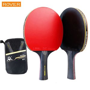 6 Yıldız Masa Tenis Raket 2pcs Profesyonel Ping Ping Pong Seti Pimplesin Kauçuk Yükseklik Kaliteli Bıçak Yarasası Çanta ile 240102