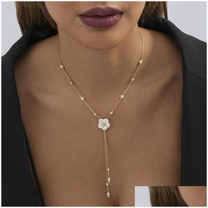 Pendant Necklaces Creative Flower Imitation Pearl Necklace For Women Fashion Versatile Ladies Birthday Gift Jewelry Wholesale Direct D Otasx