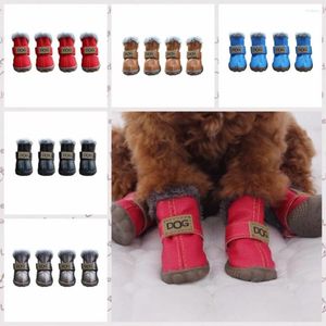 Hundebekleidung weiche Haustierschnee Stiefel modische wasserdichte Winterschuhe ohne Slip -Winterplüsch/PU warm für 4pcs/Set