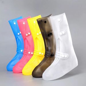 Alta superior à prova dwaterproof água sapato cobre silicone antiderrapante botas de chuva unisex tênis protetor para ao ar livre dia chuvoso protetores sapatos 240102