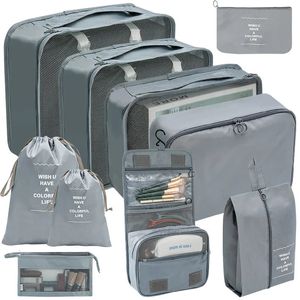 78910 Pezzi Set Borse portaoggetti da viaggio Valigia Cubi da imballaggio Custodie Armadio portatile Bagagli Vestiti Custodia per scarpe Organizer pieghevole 240102