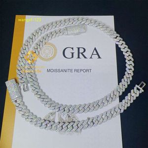 La migliore vendita 8mm due file ghiacciate uomo gioielli hip-hop GRA certificati passaggio diamante tester VVS1 Moissanite catena a maglia cubana da uomo