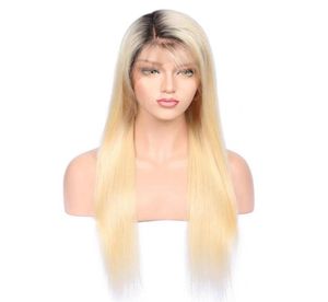 1bT613 Leimlose Vollspitze-Echthaarperücke mit vorgezupftem Babyhaar, 150 Dichte, brasilianisches Remy-Haar, Ombre-Blond-Echthaarperücken4549877