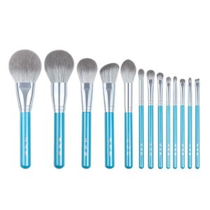 13st/set blå sminkborstar Hela uppsättningar Big Powder Blusher Sculpting Eyeshadow Make Up Kit Smudge Highlighter Eyebrow Lip Brush240102
