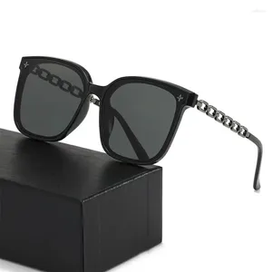 Sunglasses Rectangle Women's Metal Chain Strip Mirror Leg Sun Glasses Outdoor Driving Eyewear UV400