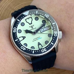 Wristwatches Tandorio Automatic Diving Watch For Men 20ATM 37mm NH36 Or NH35 Full Lume Sapphire Crystal Rotating Bezel Date Screw-in Crown