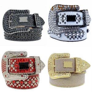 Retro leather Bb belt mens rhinestone designer belts mens luxury creative waist wide cinturonesgift full crystal black white luxur225u