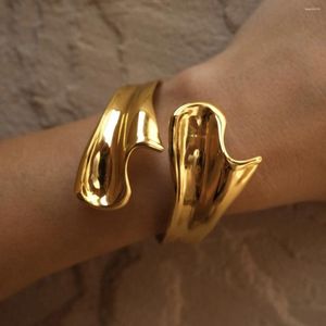 Браслет нестандартного дизайна, золотой цвет, открытый браслет, простые модные роскошные украшения для женщин