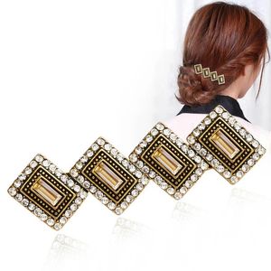 Hair Clips 6 Colors Crystal Rhinestone Horizontal Ponytails Hairpins Boho Jewelry Accessories