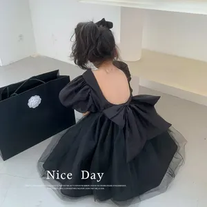 Mädchen Kleider 2024 Klassisches Kleid Mode Prinzessin Prom Outfit Kausal Schwarz Kinder Tutu Kleidung Für 1-8 Jahre Geburtstag Party tragen