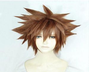 ltltParrucca cosplay resistente al calore di Kingdom Hearts III Sora corta afro marrone chiaro8686351