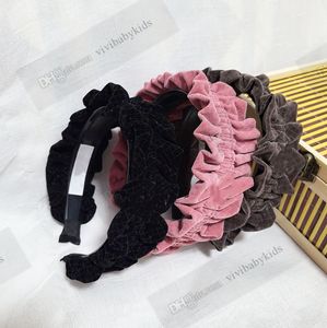 Crianças de luxo metais carta varas de cabelo meninas diamante treliça veludo plissado grande princesa hairbands designer crianças acessórios da festa de aniversário z6418