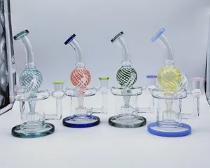 9inch Bong Glass Ghohah Recycler 4colors Percolator 14mmのボウルとの女性の関節