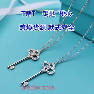 Tifannissm necklace Classic Popular temperamen T Family Key Necklace s925 Silver Love Enamel Collar Chain Long Sunflower Snow