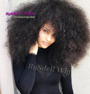 Afro fluffy kinky lockigt stort hår peruk syntetiska afrikanska svarta kvinnor sfärisk frisyr spets front peruker för svarta kvinnor7034901