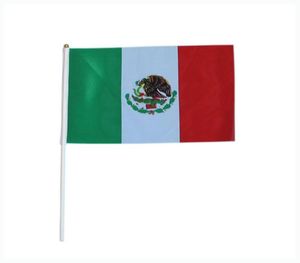 1421cm Mexico flag with white pole and golden tipWhole polyester good quality small National flags 100PCSLOT9202124