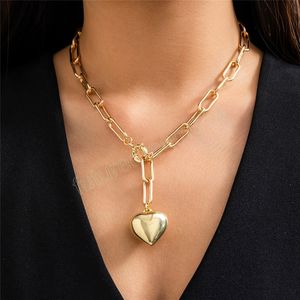 Goth Love Heart Pendant Choker Necklace for Women Collares 빈티지 조절 가능한 걸쇠 체인 보석 남자
