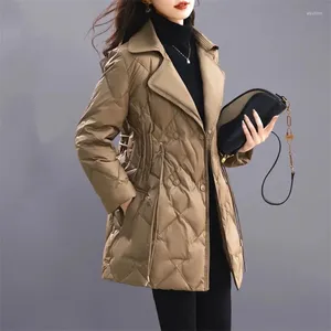 Women's Trench Coats High Quality Down Jacket Parkas Winter 2024 Warm Cotton Padded Coat Short Fashion Waist Slim Outwear Long Female Top