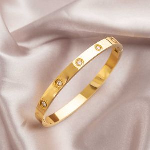 Designer-Armreif mit Schraubverschluss, modisch, luxuriös, für Carer, Original, trendig, 18 Karat Gold, Diamant für Damen und Herren, Nagelarmbänder, Silberschmuck, Armband 7E2J