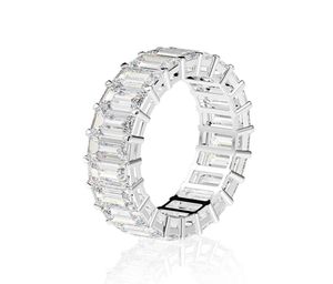 Eternity Emerald Cut Lab Diamond Ring 925 Sterling Silver Engagement Wedding Rings for Women Jewelry Gift6232460