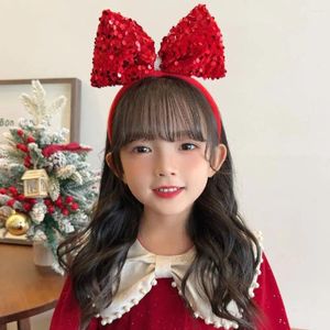 Hair Accessories Crown Children Headband All-match Bowknot Sequin Red Bow Hairband Girl Hoop Year Headwear