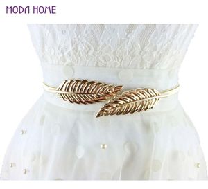 78 cm 70 cm Vintage Frauen Bund Blätter Design Metall Taille Gürtel Dünne Elastische Cinturon Ceinture Femme Gold Silber Kummerbund9731958