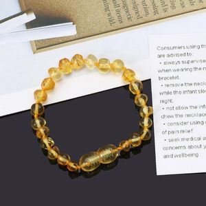 Charm Bracelets Fast Reach Natural Amber Multi-color Glossy Polished Anklet Baby Beads For Teeth