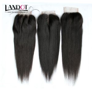 Бразильские прямые девственные человеческие волосы с кружевной застежкой, средние 3 части, перуанские, малазийские, индийские, камбоджийские, монгольские волосы, топ Closu9136343