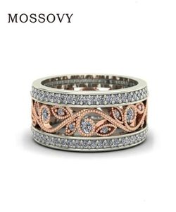 Zirkon Rose Gold Blume Verlobungsring für Weibliche Modeschmuck Strass Hochzeit Ringe für Frauen Bague Femme Anil1946943