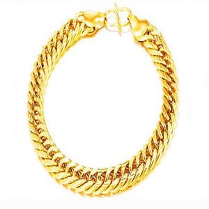 18 Karat echt vergoldetes Goldfarbenarmband, Größe 8 mm, 20 cm, großer dicker Kettenarmreif für Herrenschmuck, Whole3117