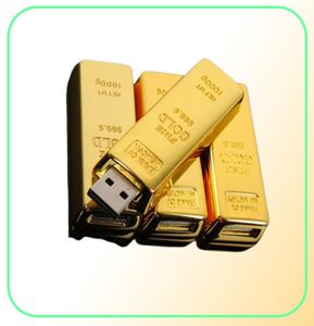 Capacità reale dorata USB Flash Drive 32 GB lingotti d'oro Pen Drive Flash Memory Stick Drives16 GB 8 GB 4 GB regalo creativo USB203894070