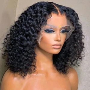 Kostenloser Versand für neue Modeartikel in Stock Perücken kurze lockige Bob -Perücke Deep Water Wave Spitze Humanes Haar Frauen vorgezogen Brasilianer Glueless x